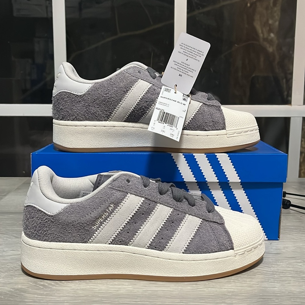 NWT Adidas Originals Superstar XLG Women's Shoes - Grey/White - IG2125 - Picture 2 of 12